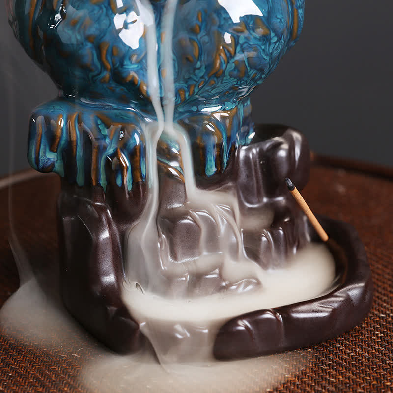 Buddha Stonesかわいいフクロウ 陶器 逆流煙噴水 瞑想 癒し 香炉 装飾
