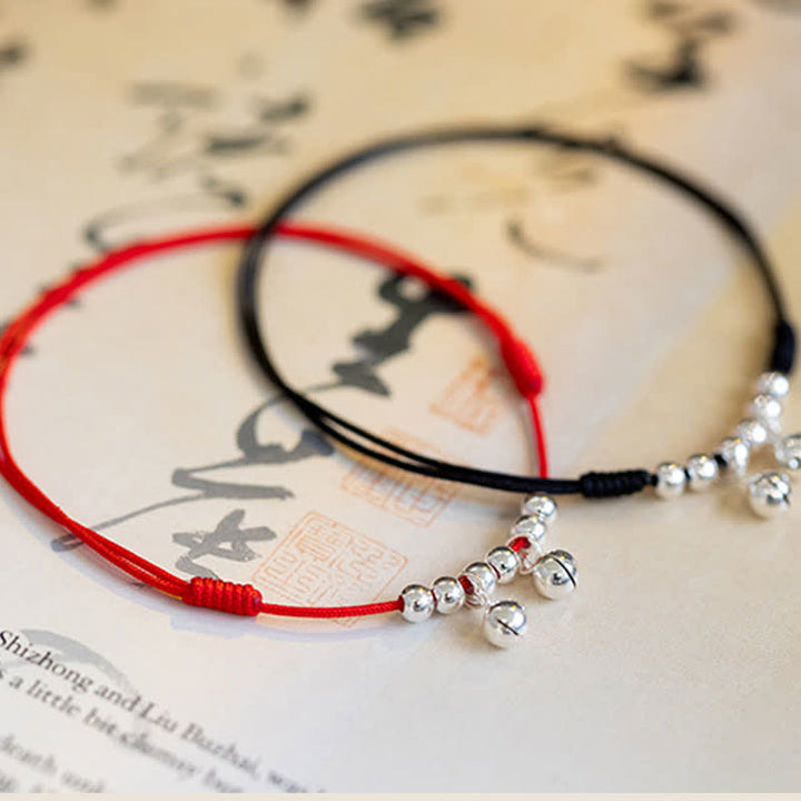 Buddha Stones925 スターリングシルバー レッドストリング ブレイド ベル チャーム アンクレット