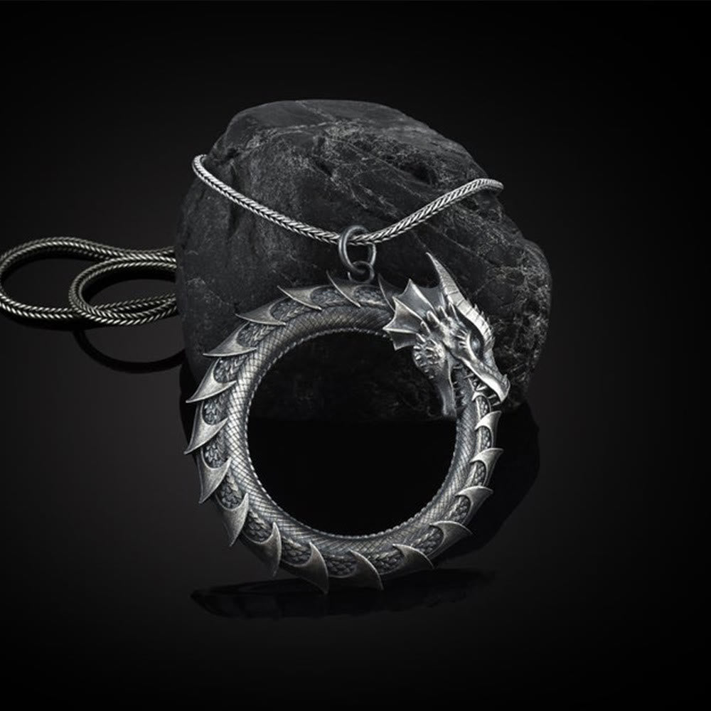 Buddha Stones純錫製 龍蛇守護ネックレスペンダント - ドラゴンペンダント＆キールチェーン - image 1