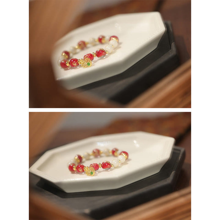 Buddha Stonesひょうたん、富の神、お守り、幸運、琉璃、ガラスビーズ、お香、灰、磁器ビーズブレスレット