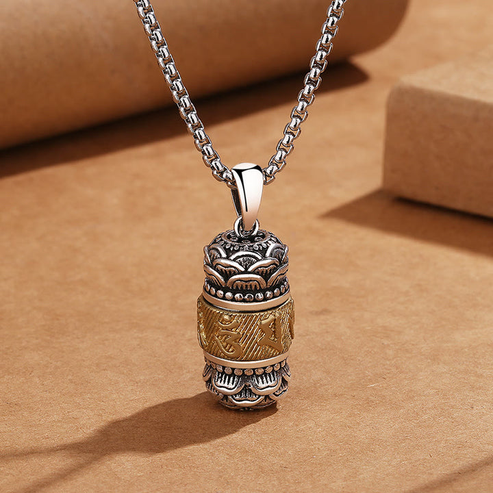 チベットのBuddha Stonesオーム・マニ・パドメ・フム彫刻された知恵の純粋さのチェーンレザーロープネックレスペンダント - オム・マニ・パドメ・ハム＆チェーン - image 1
