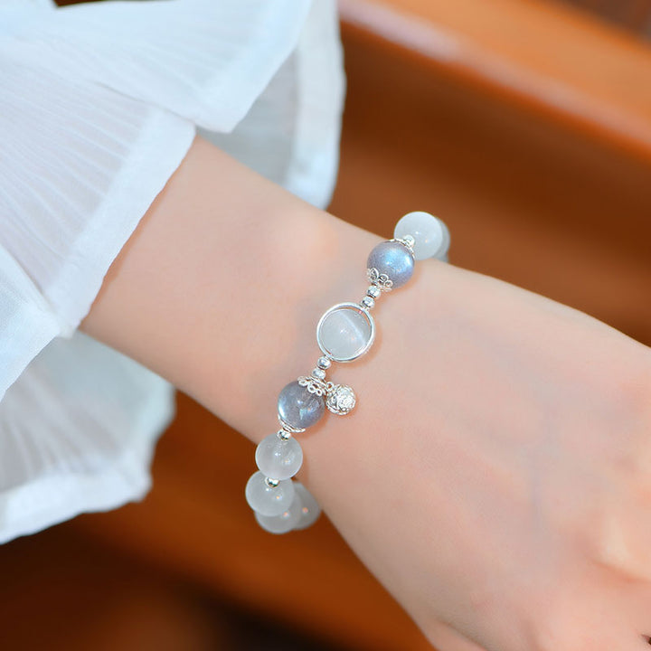 Buddha Stones925スターリングシルバー キャッツアイ ムーンストーン ラブサポートブレスレット