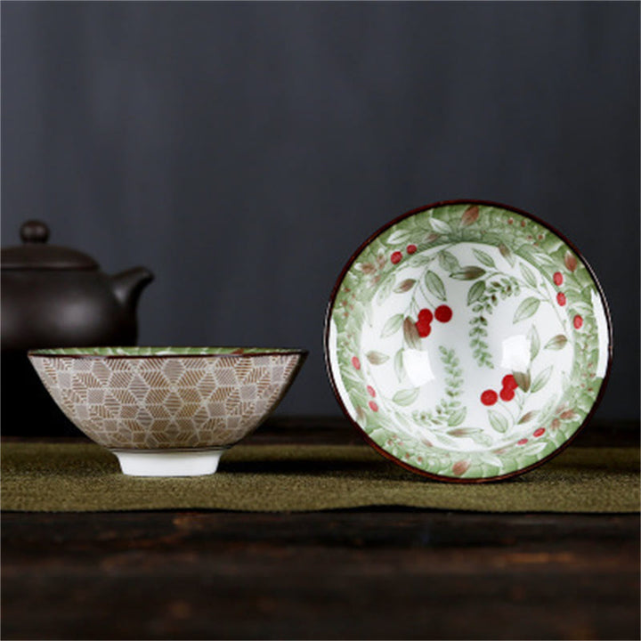 Buddha Stones、花、フーキャラクター、山、蓮、桜、陶器のティーカップ、カンフーティーカップ