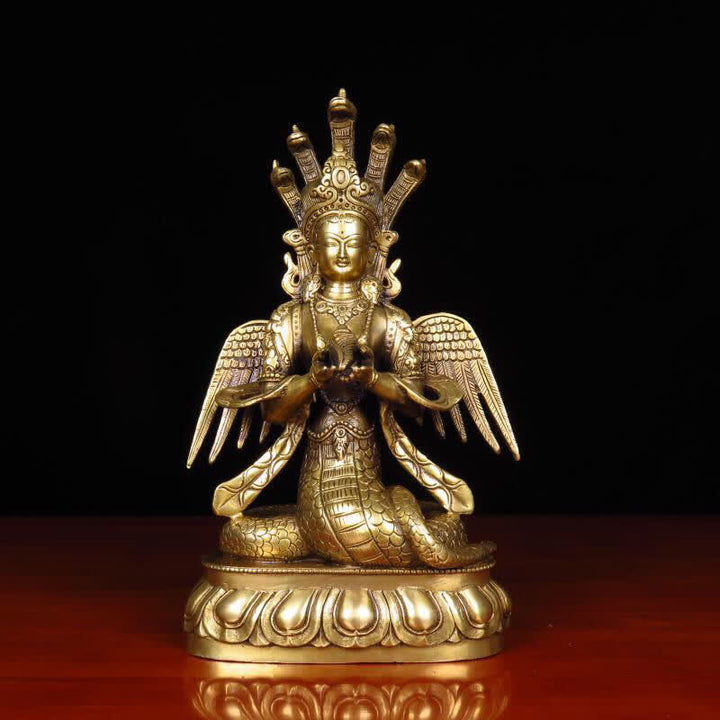 菩薩女媧（蛇の仙女守護）銅像装飾 - 14×11×28cm - image 0