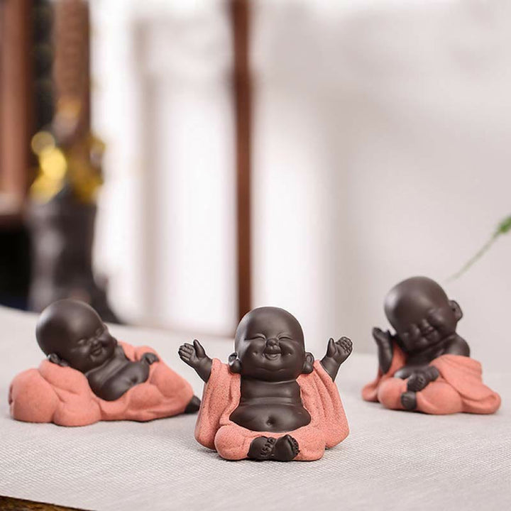 いつも笑顔のBuddha Stones笑う仏 富と幸運 紫粘土 弥勒像 装飾