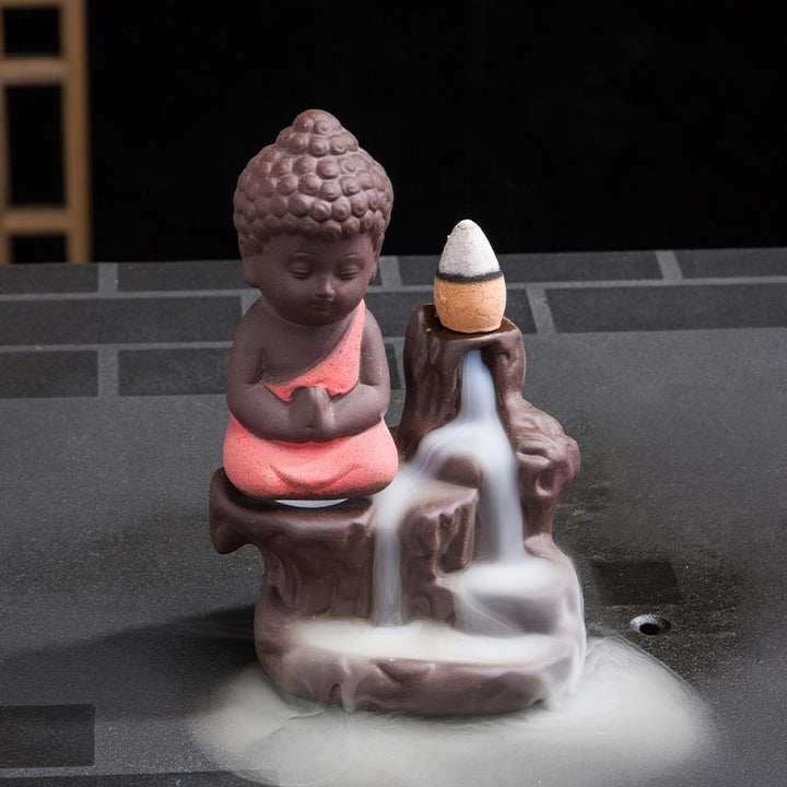 Buddha Stones逆流煙噴水 陶器製 祝福香炉 装飾