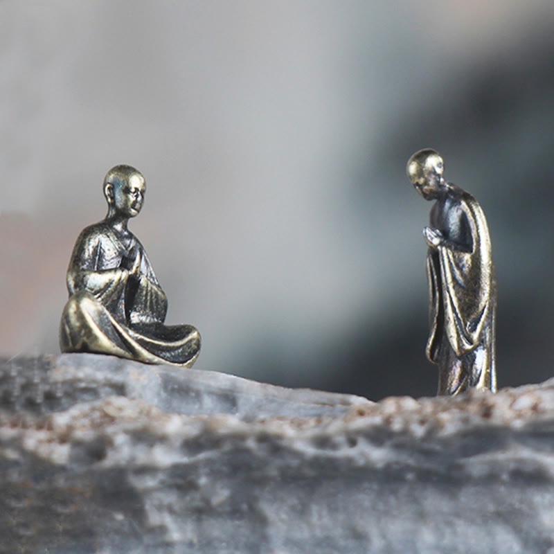 Buddha Stonesミニ瞑想仏 金属製 僧侶 静寂 家の装飾 - image 1