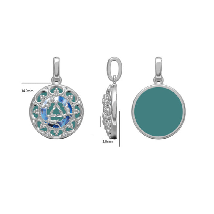 Buddha Stones925スターリングシルバー ラウンドターコイズ 3匹のウサギ バランスネックレスペンダント