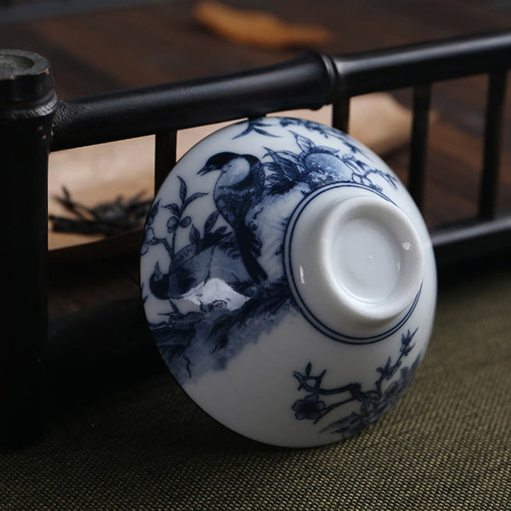 Buddha Stones、花、フーキャラクター、山、蓮、桜、陶器のティーカップ、カンフーティーカップ