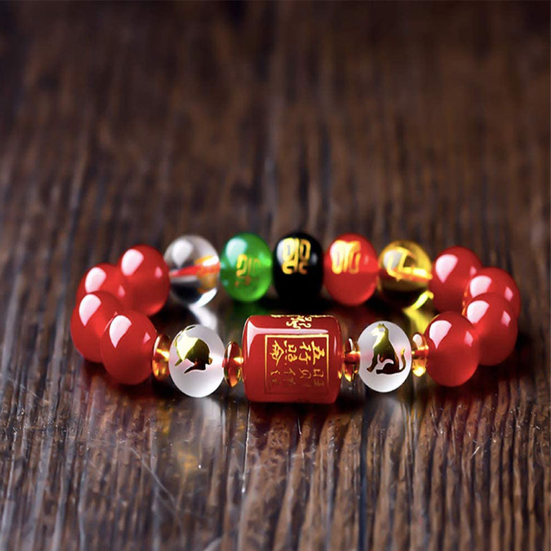 Buddha Stones 黒曜石 十二支 財運 金運 開運 守護 メンズ レディース ブレスレット