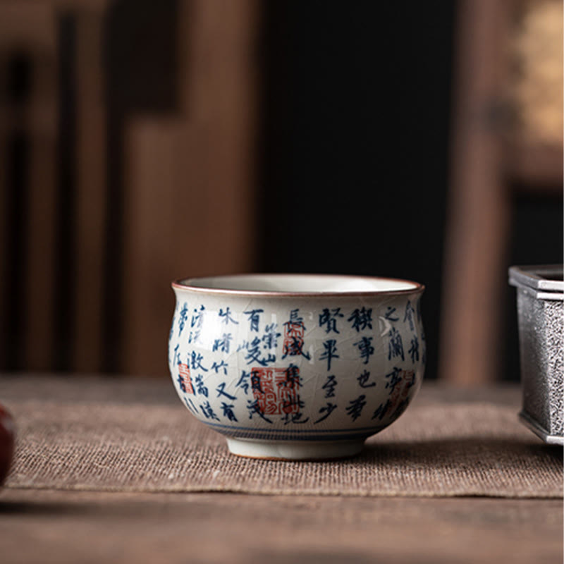 Buddha Stones、山水、蓮、蘭、亭、集いの陶器のティーカップ、カンフーティーカップ