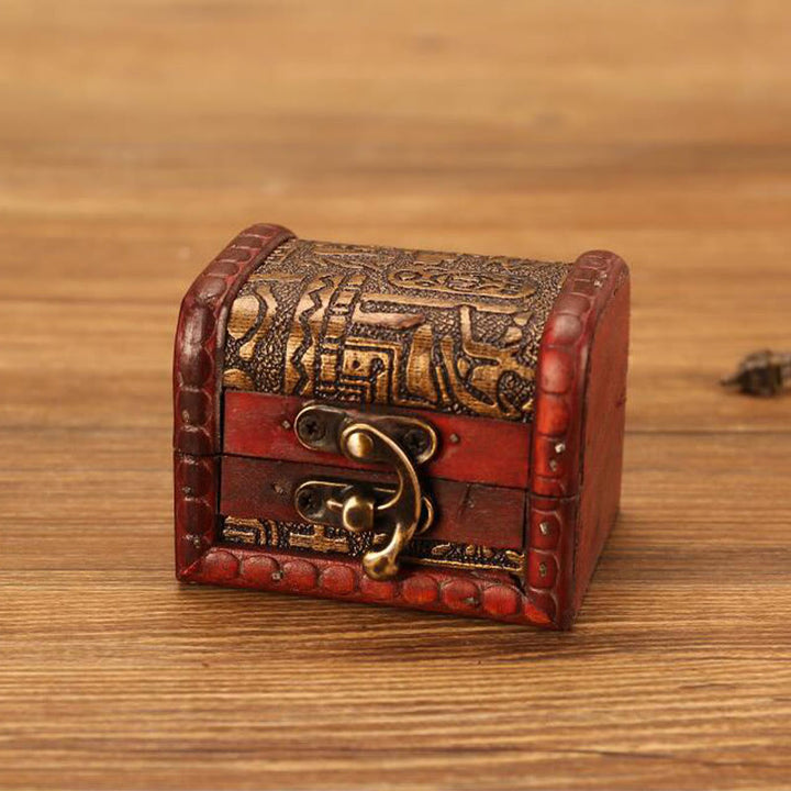 Buddha Stonesレトロ 小型木製ジュエリーボックス 蓮 金 ブドウ 銅 コイン 水仙 草 花 ジュエリー収納ボックス