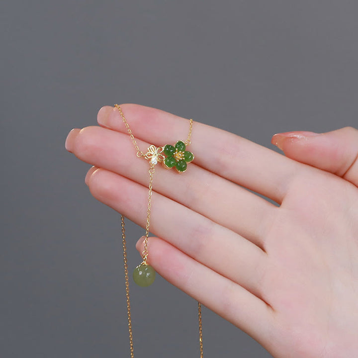 Buddha Stones925スターリングシルバー和田シアン翡翠梅花デザイン幸運ネックレスペンダント