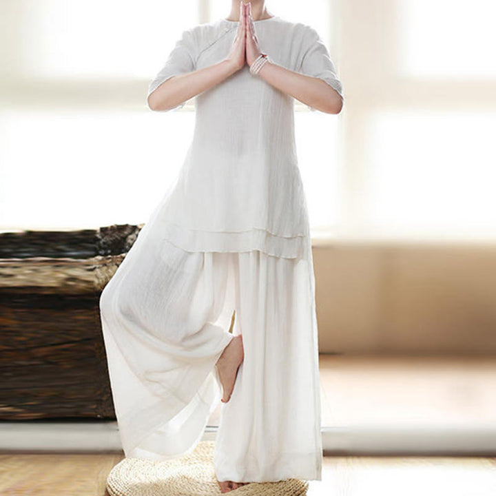 Buddha Stonesヴィンテージ ヨガ 禅 祈り スピリチュアル 瞑想 練習 無地 衣類 レディース セット