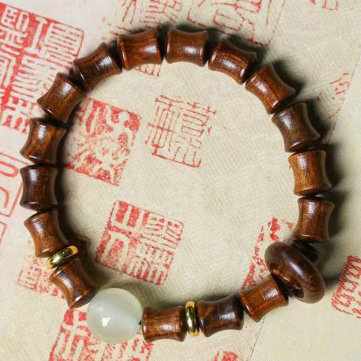 Buddha Stones黒檀 緑白檀 黒紫檀 竹 平和ブレスレット