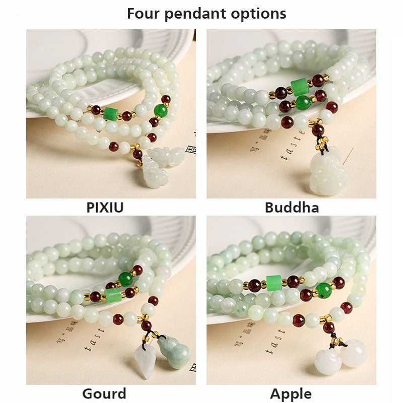 Buddha Stones天然翡翠PiXiu仏陀 豊穣のブレスレット