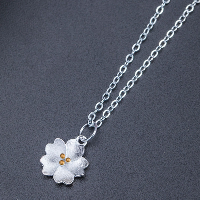 Buddha Stones925スターリングシルバー 桜の花の祝福ネックレスペンダント