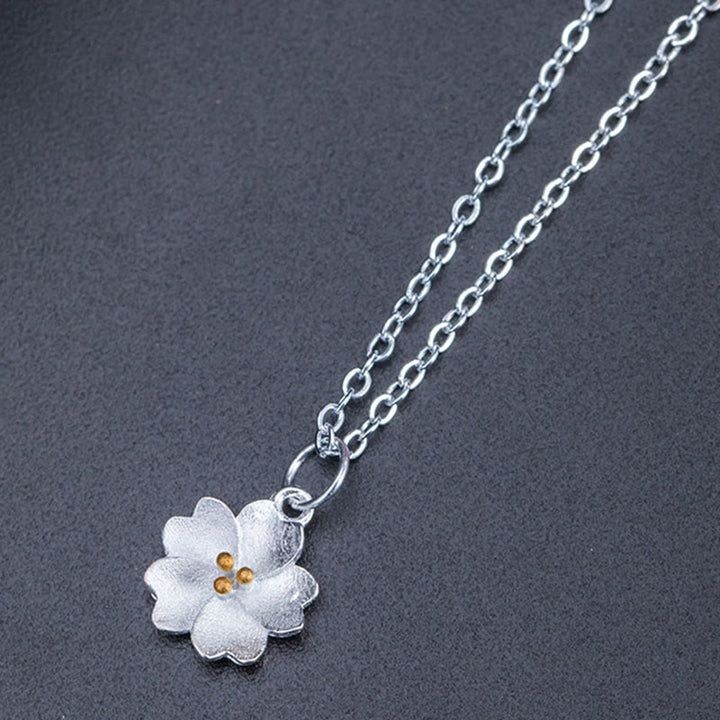 Buddha Stones925スターリングシルバー 桜の花の祝福ネックレスペンダント