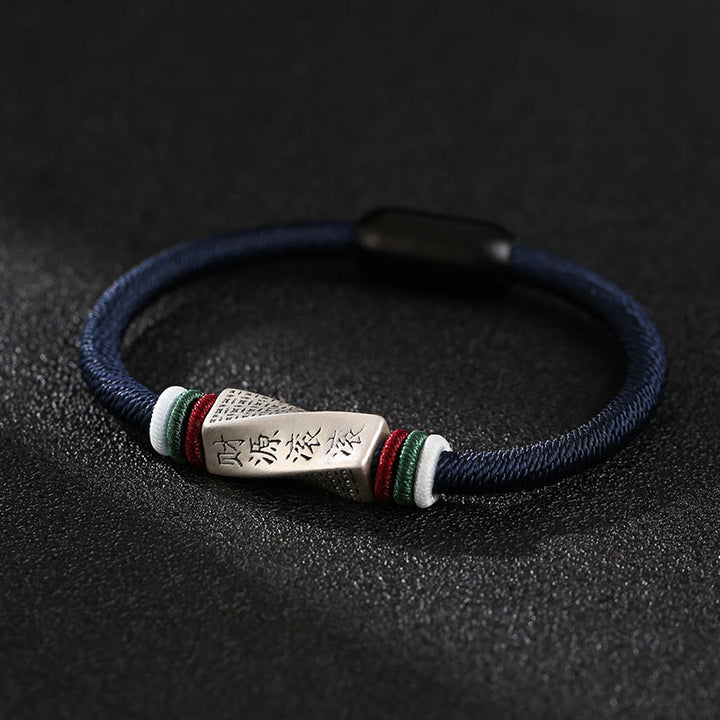 Buddha Stones999 スターリングシルバー 四方八方から利益が流れ込む 手作りの祝福ストリングバックルブレスレット