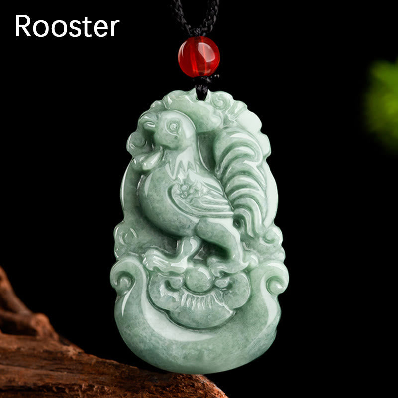 Buddha Stones天然グリーン翡翠 12星座 幸運 繁栄 ネックレス ペンダント - 雄鶏 - image 18