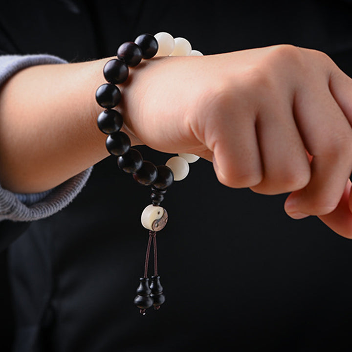 Buddha Stones黒檀YinYang守護 ブレスレット 装飾