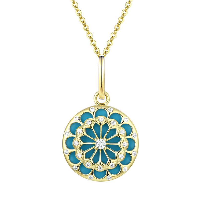 Buddha Stones925スターリングシルバー ラウンドターコイズ ジルコン 保護力 ネックレスペンダント