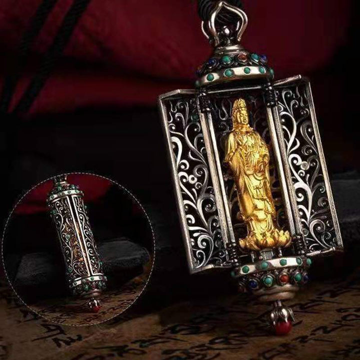 Buddha Stonesチベット観音 銀製 富の守護 装飾
