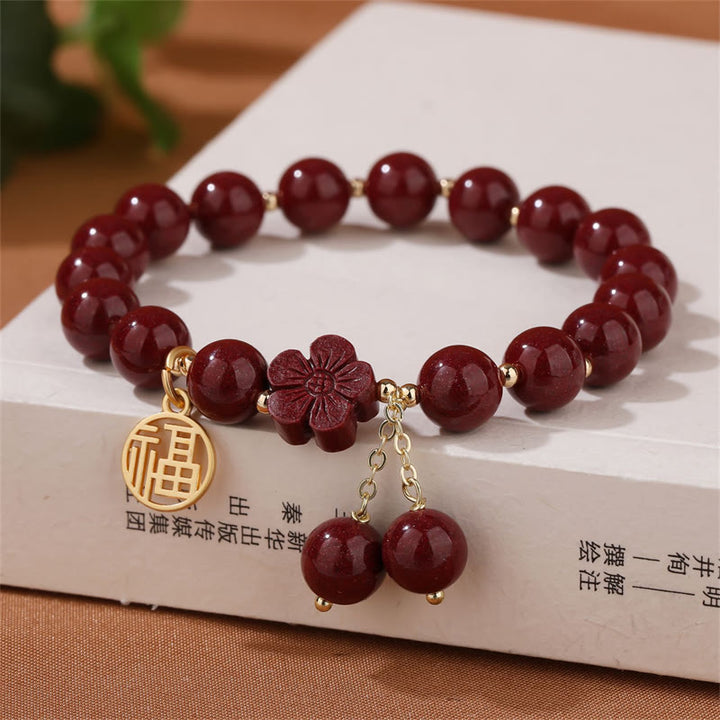 Buddha Stones辰砂福文字桜祝福ブレスレット