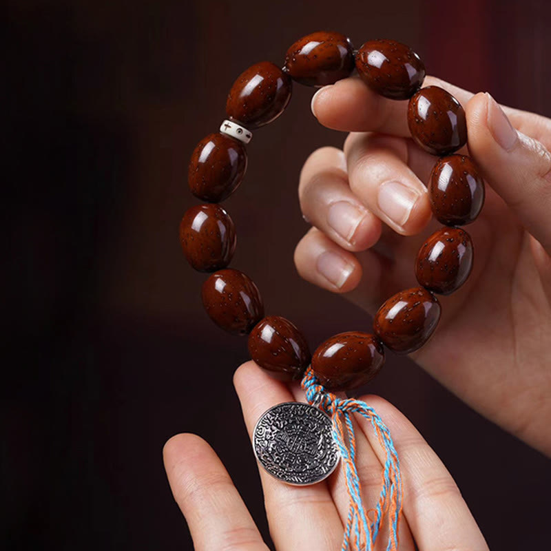 Buddha Stonesチベット天然紫金鼠OM中国十二支九宮八図チャーム富ブレスレット