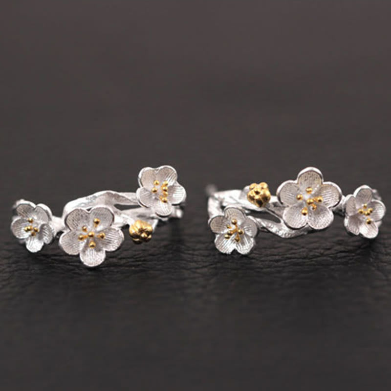 Buddha Stones925スターリングシルバー 梅の花 フローラルブレッシングイヤリング