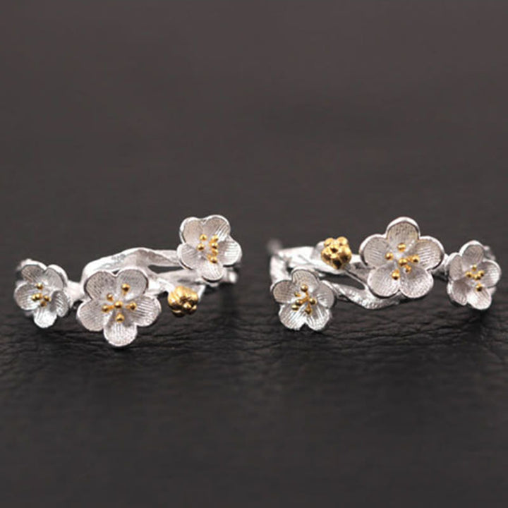 Buddha Stones925スターリングシルバー 梅の花 フローラルブレッシングイヤリング