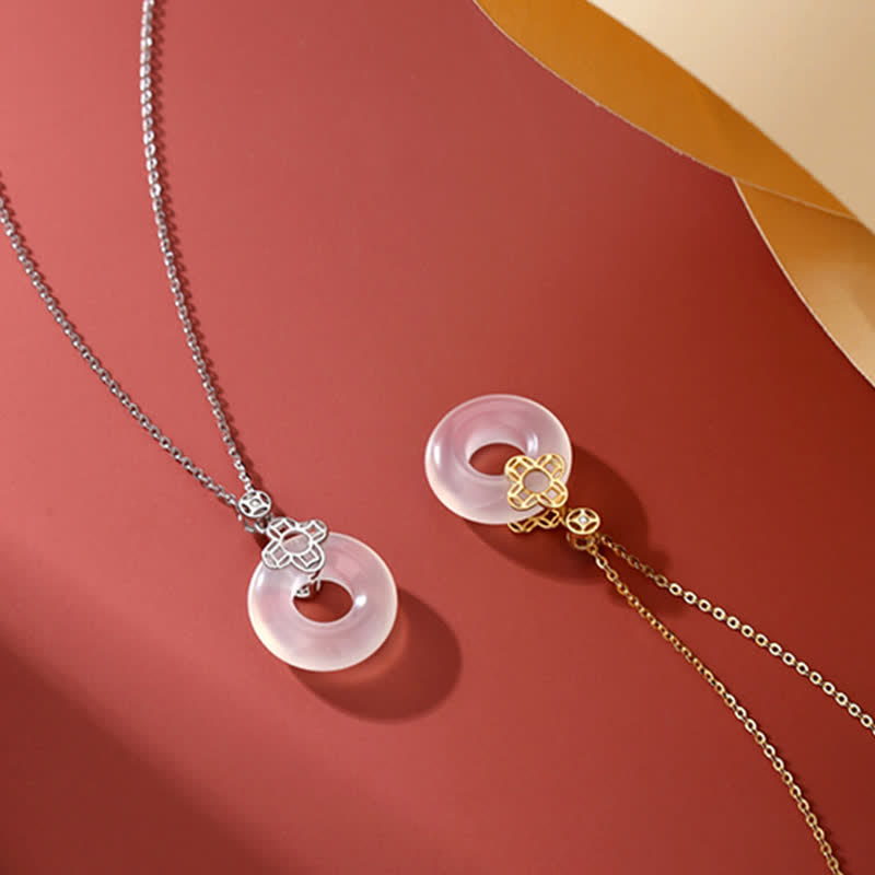 Buddha Stones925スターリングシルバー カルセドニー コインピースバックル ポジティブネックレスペンダント