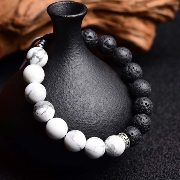 Buddha Stones陰陽 溶岩石 守護ブレスレット