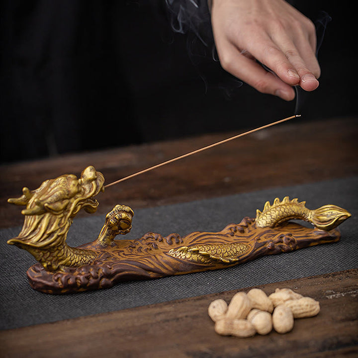 Buddha Stones龍守護 陶器 スティック 香炉 装飾