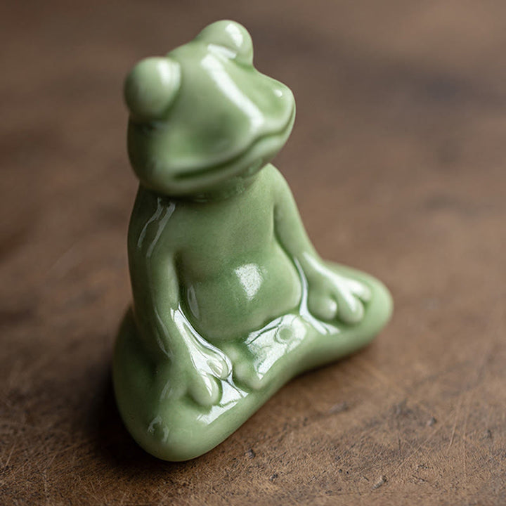 Buddha Stonesミニ 小型 瞑想 蓮 休憩 カエル 陶器 富 幸運 家庭用 ティーペット 置物 装飾