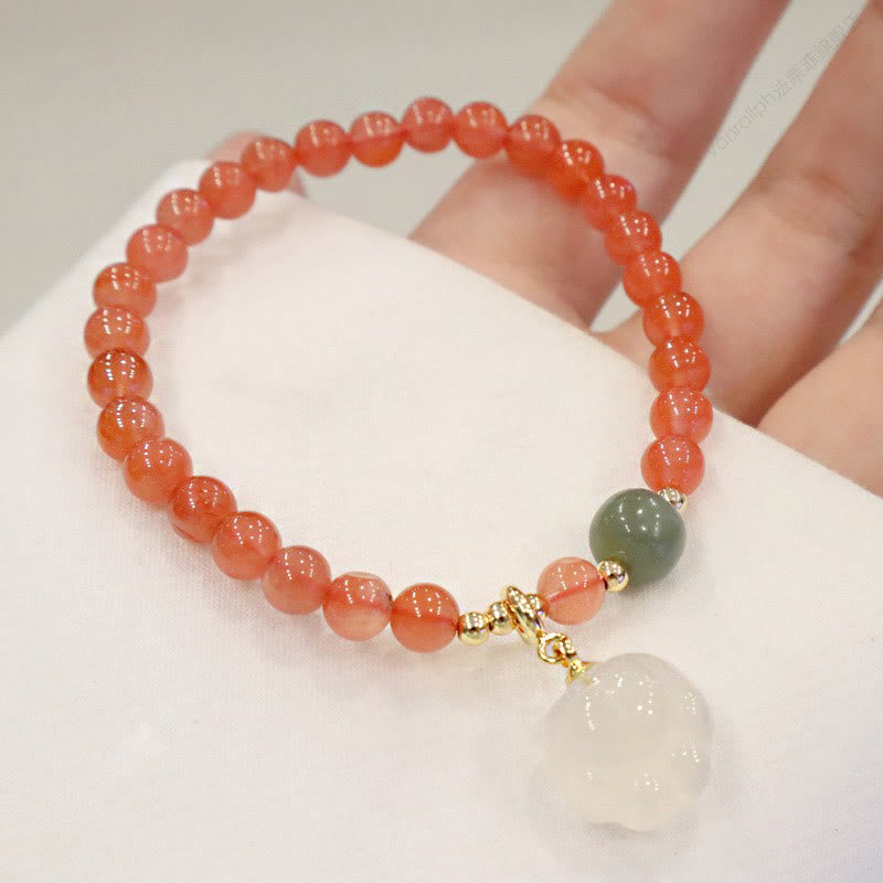 Buddha Stones赤瑪瑙 玉髄 猫の足跡 翡翠 自信のブレスレット - レッドアゲート（自信♥落ち着き） - image 1
