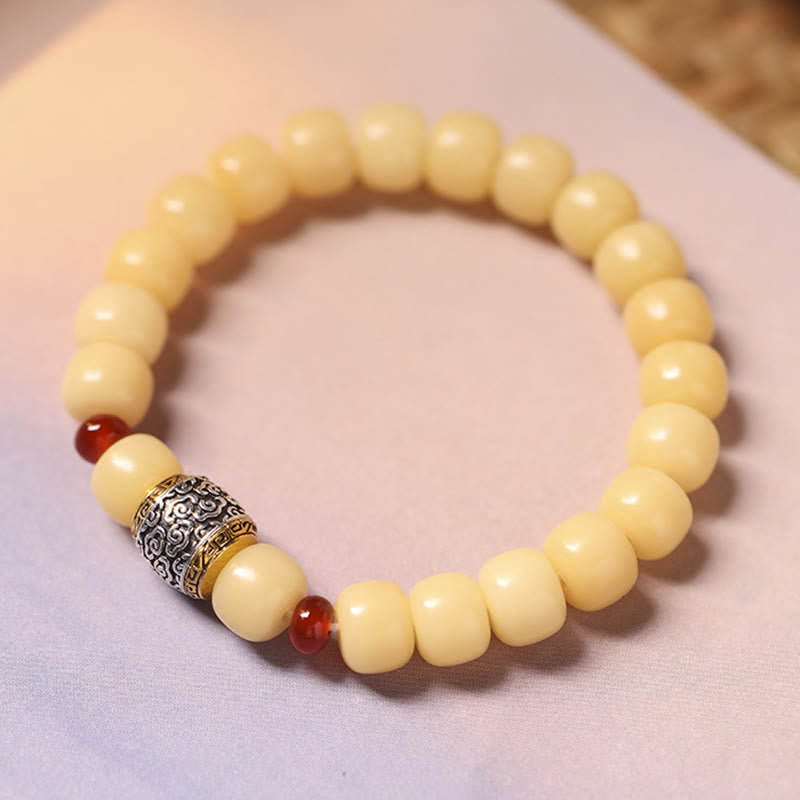 Buddha Stones菩提樹の吉兆雲福文字ビーズ平和ブレスレット