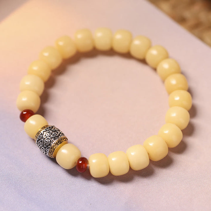 Buddha Stones菩提樹の吉兆雲福文字ビーズ平和ブレスレット