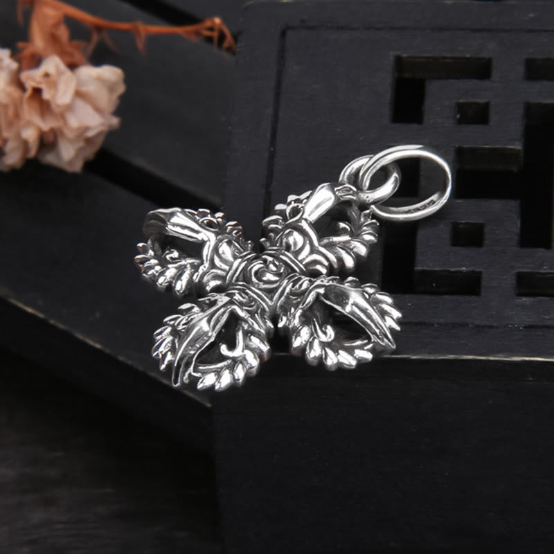 Buddha Stones925スターリングシルバー ダブルドルジェ ヴァジュラ スピリチュアルな強さのネックレスペンダント