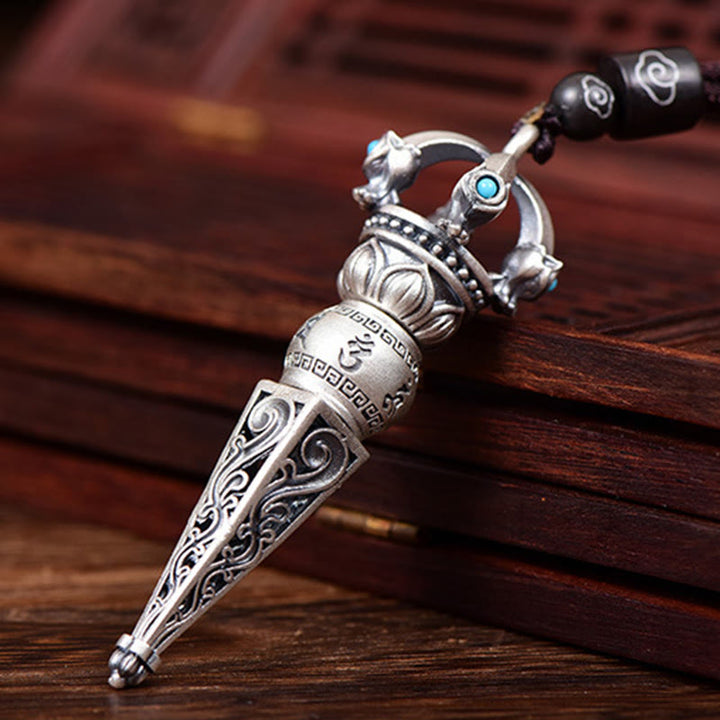 Buddha Stonesチベットオーム・マニ・パドメ・フムドルジェ バジュラ デザイン 知恵回転式ネックレス ペンダント - image 3