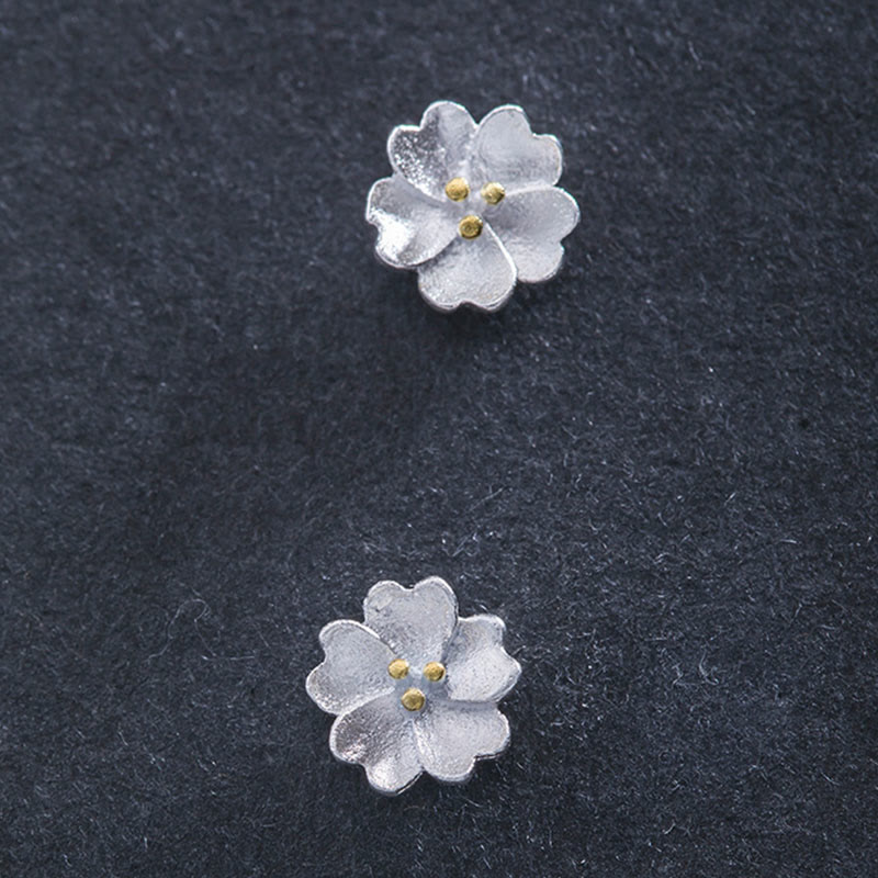 Buddha Stones925スターリングシルバー 桜 フローラル カーム スタッドピアス