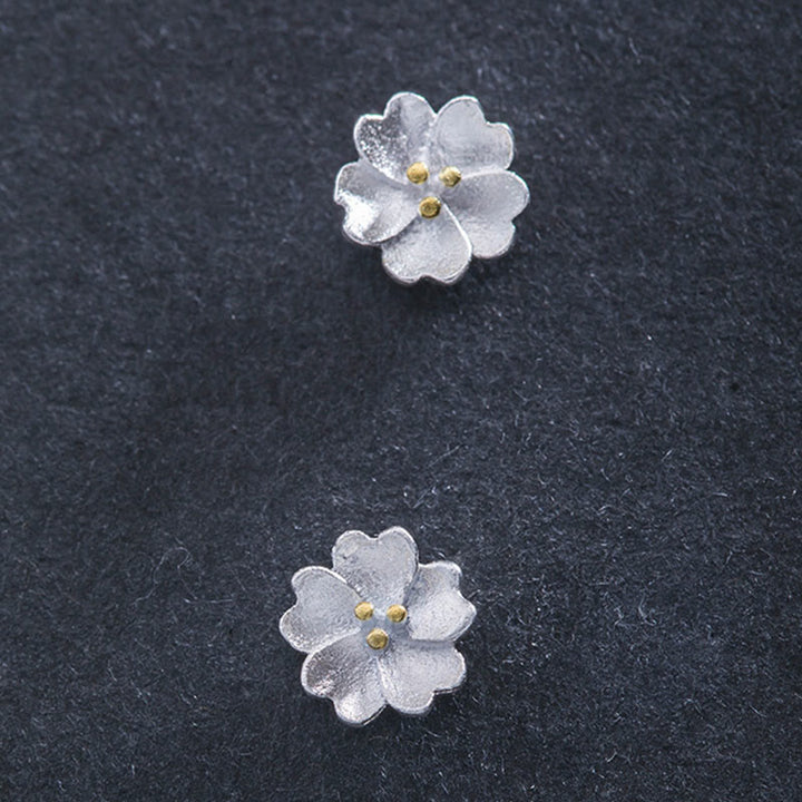 Buddha Stones925スターリングシルバー 桜 フローラル カーム スタッドピアス