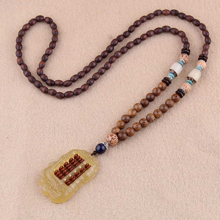 Buddha Stonesチベット ウェンジウッド 菩提樹 シードアゲート バランス ピース ネックレス ペンダント