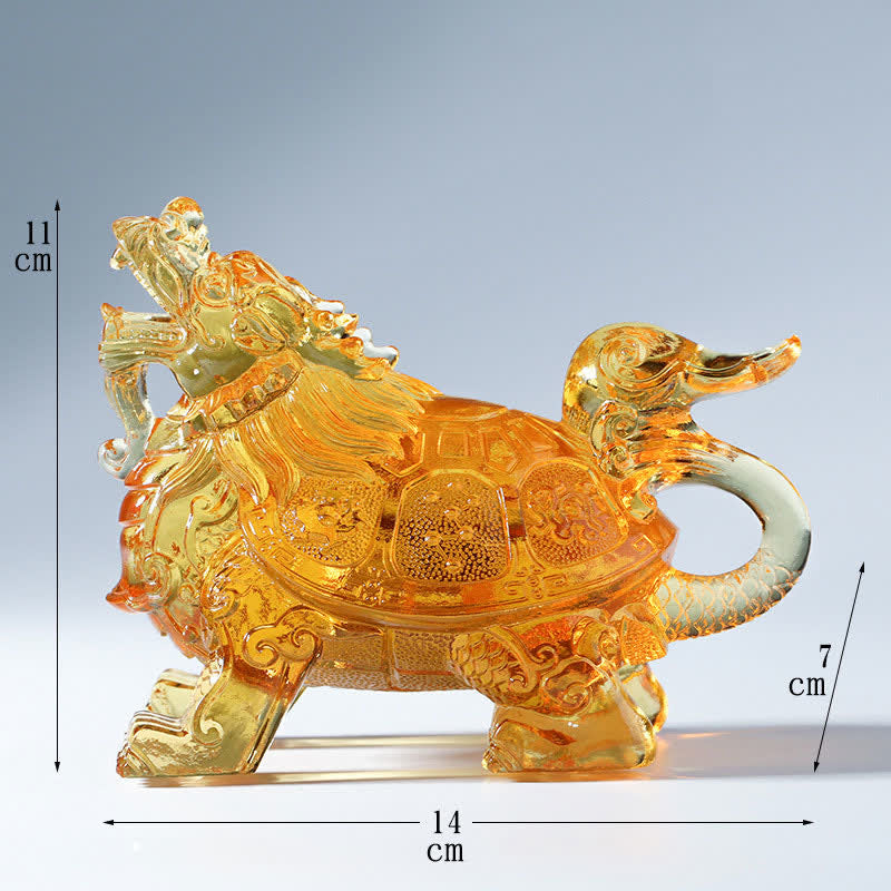 風水ドラゴンタートルハンドメイドLiuliクリスタルアートピースホームオフィスデコレーション - 金 - 小さい - image 10