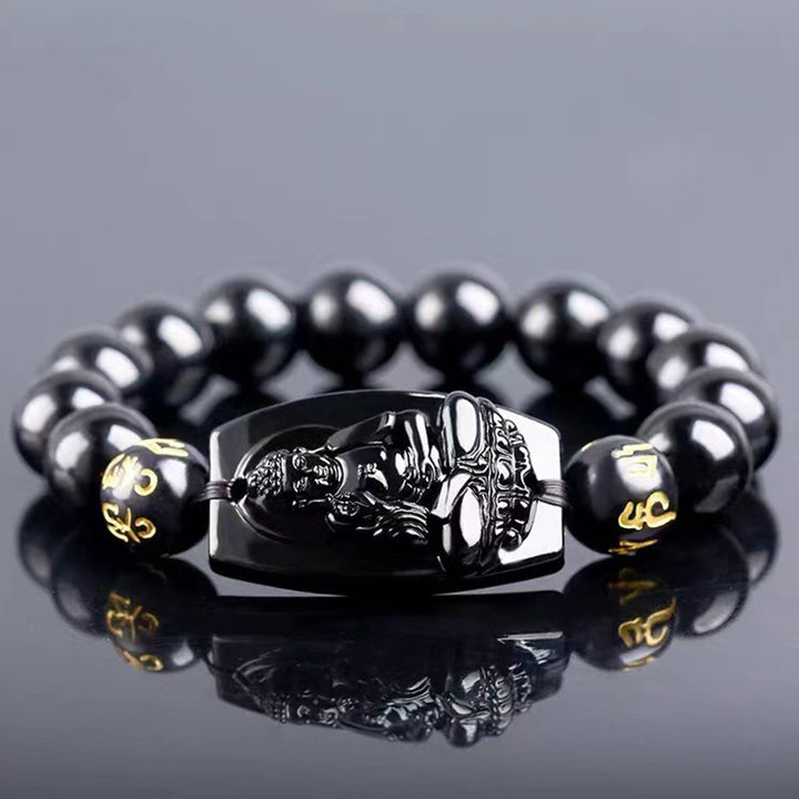 Buddha Stones、十二支、黒曜石の守護ブレスレット