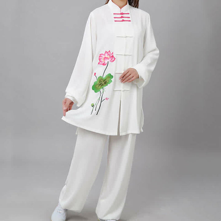 Buddha Stones蓮の花 葉模様 太極拳 瞑想 祈り スピリチュアル 禅 練習 服 レディース セット - image 16