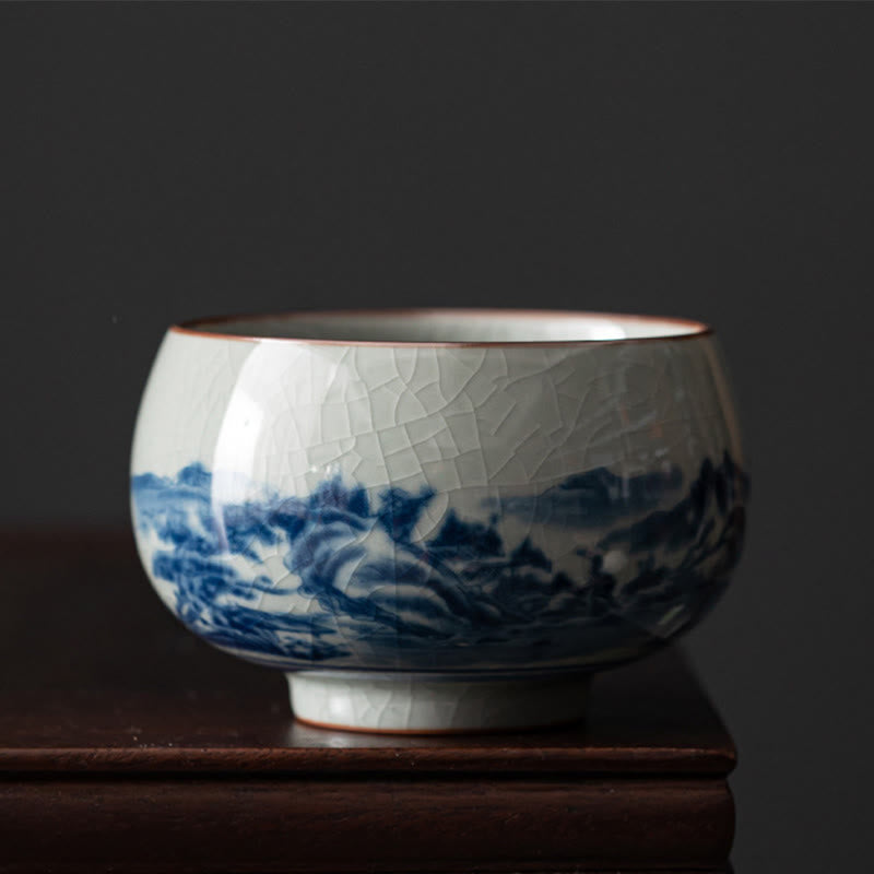 Buddha Stones、山水、蓮、蘭、亭、集いの陶器のティーカップ、カンフーティーカップ