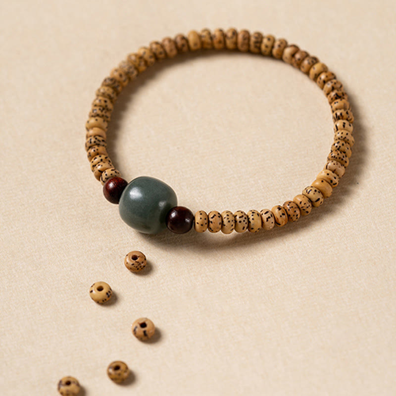 Buddha Stones菩提樹の小さな葉の紫檀の知恵のブレスレット