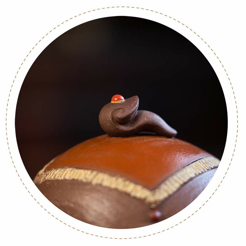 Buddha Stonesかわいい象 縁起の良い雲 紫粘土 陶器 ティーポット