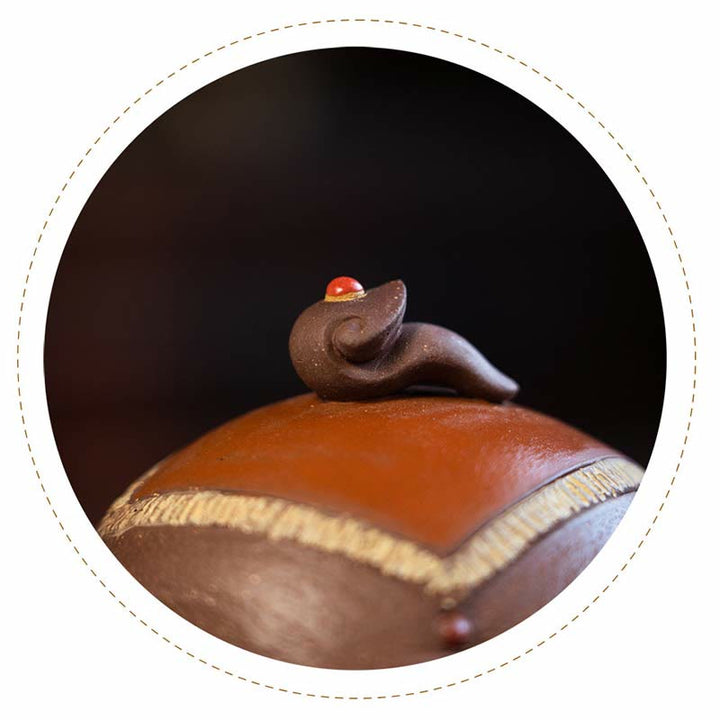 Buddha Stonesかわいい象 縁起の良い雲 紫粘土 陶器 ティーポット